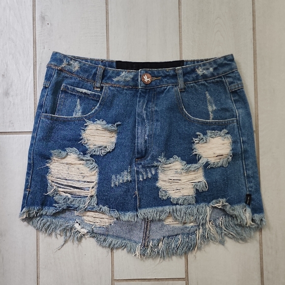One Teaspoon Denim Mini Skirt - Picture 1 of 3